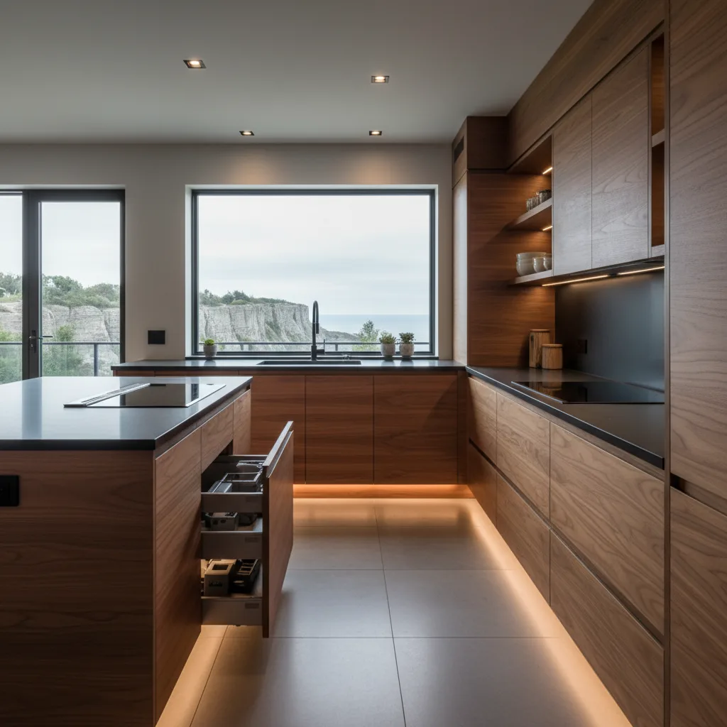 Contemporary flat panel cabinet details